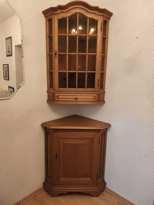 Witryna narożna dębowa
