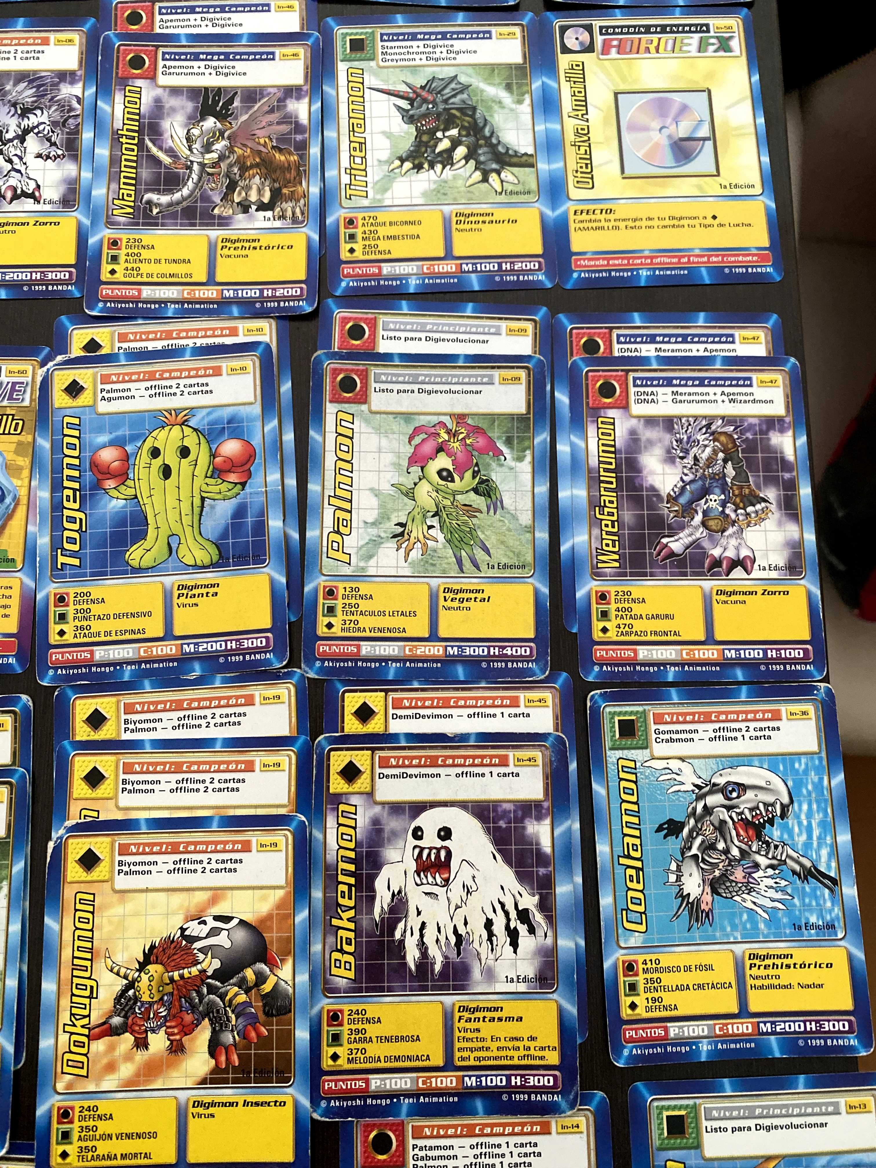 70 Cartas Digimon Antigas | Espanhol | 1999 Bandai