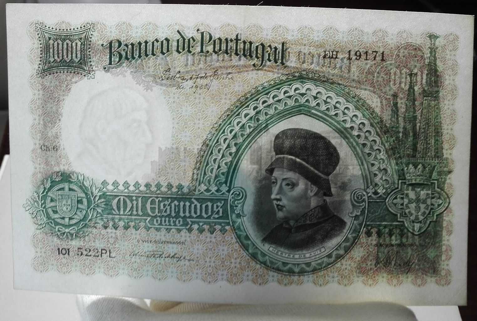 Nota 1000 escudos 1938 - Portes Grátis