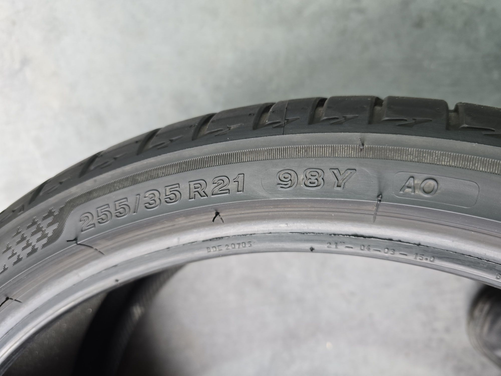 255/35/21 Bridgestone T005 AO, jak nowe 6,5mm z 24r.