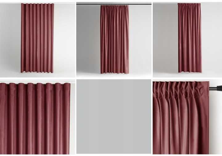 Zasłona welurowa velvet szarfa na taśmie wave multi 140x270 Różana