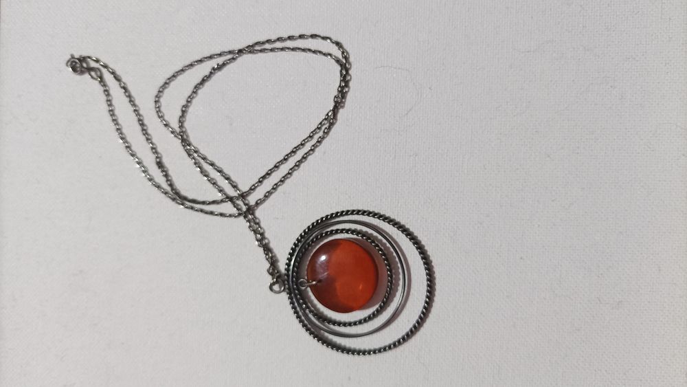 Срібне кольє підвіс з янтарем вінтаж