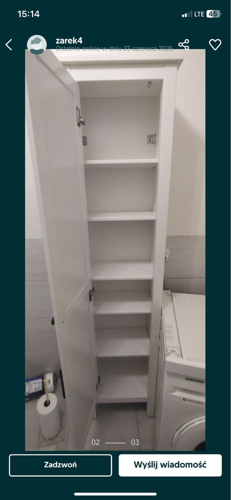 HEMNES Szafka wysoka z lustrem, biały, 49x31x200 cm