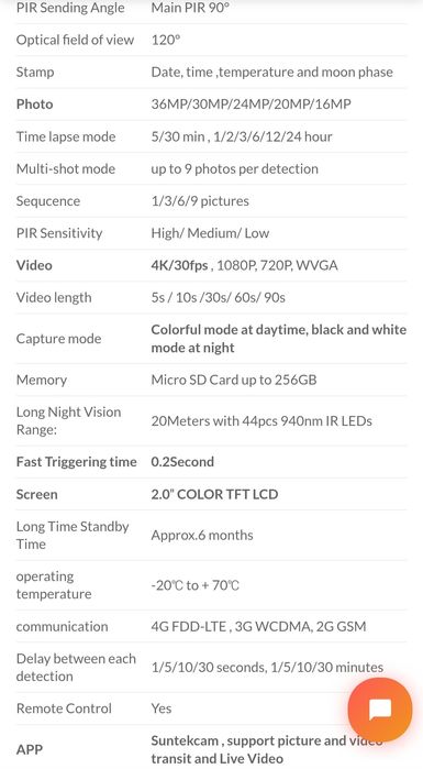Camara de Caça 4G - Vídeo em Direto