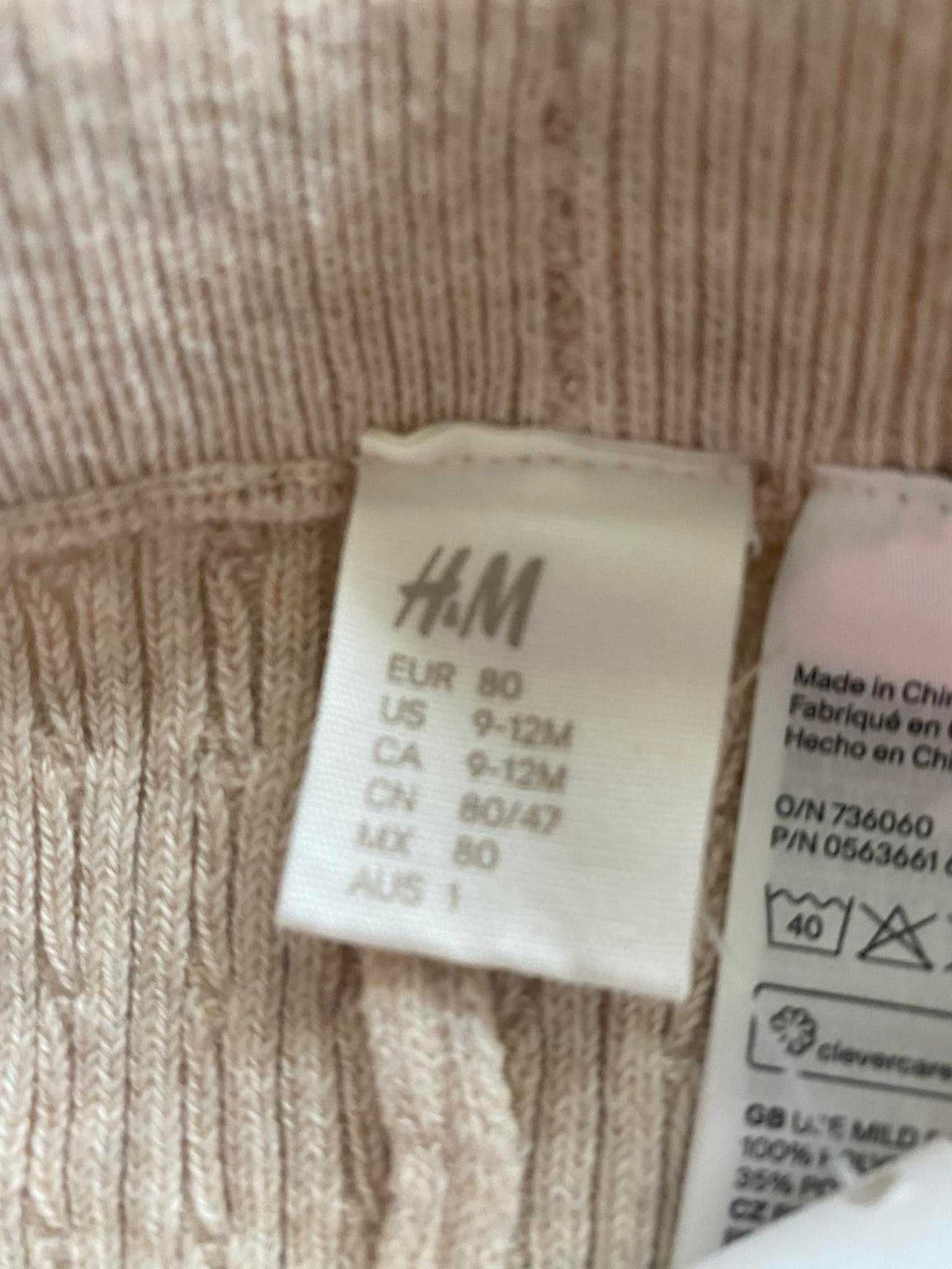 Przepiękne nowe dzianinowe spodenki firmy H&M, rozmiar 80 cm