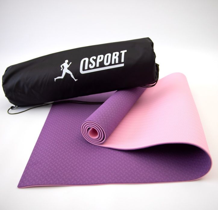 Коврик для йоги фитнеса + чехол (мат спортивный) OSPORT TPE 6мм