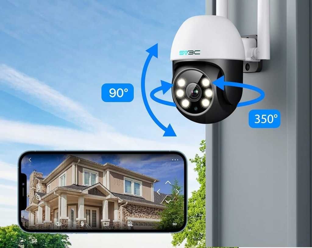 2x Zewnętrzna Kamera IP SV3C C13 PTZ 1080P Wi-Fi 2-kierunkowe