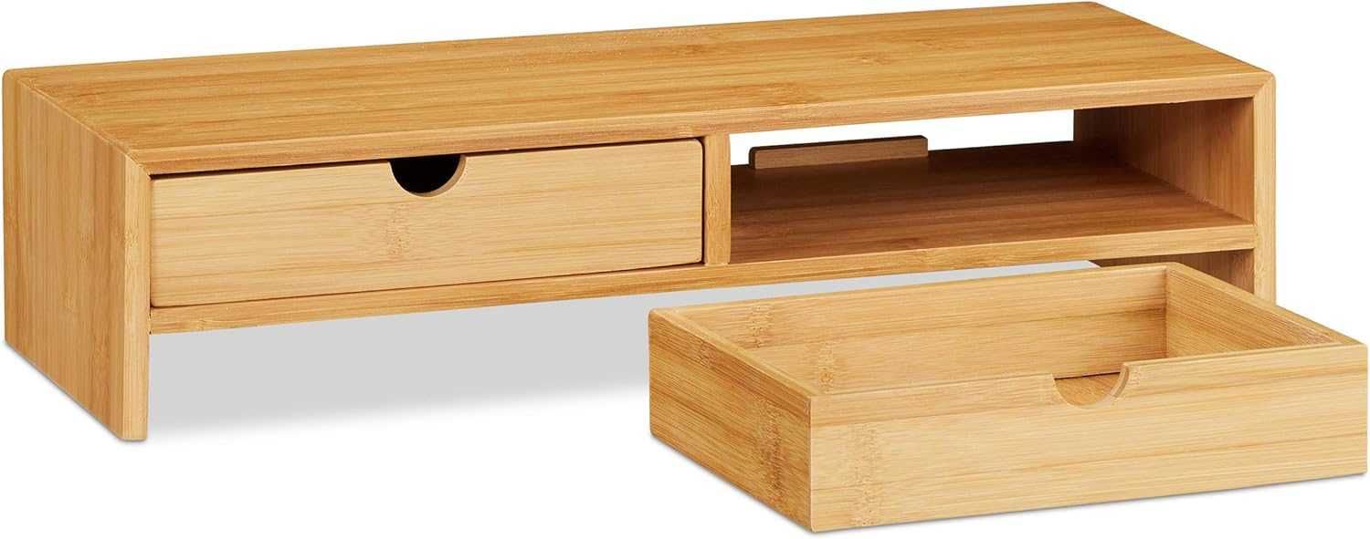 Relaxdays Stojak na monitor z bambusa