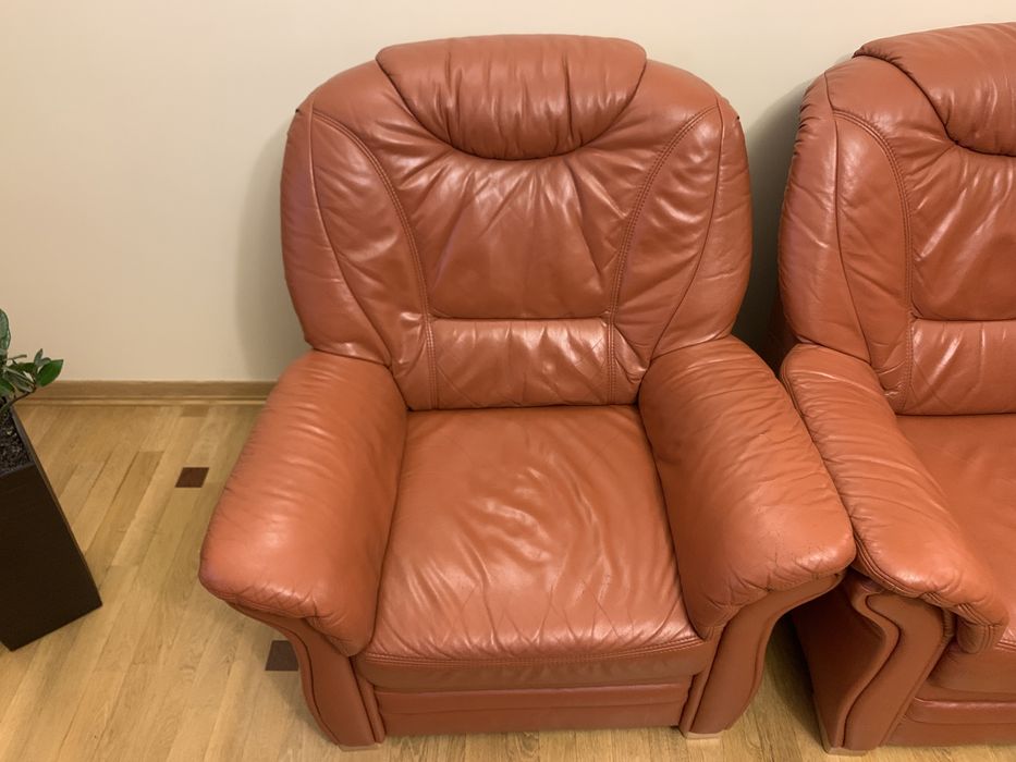 Шкіряні дивани 3+2+1. Розкладний