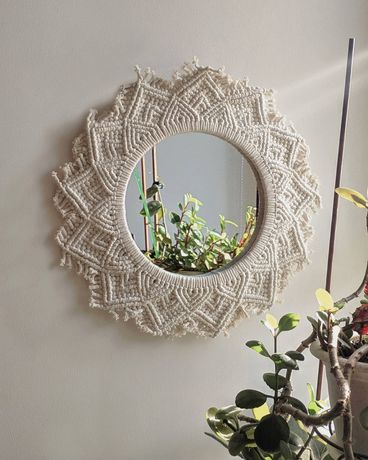 Зеркало круглое макраме декор для дома