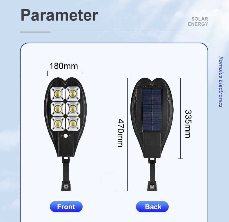 Solarna lampa zewnętrzna z czujnikiem ruchu, zmierzchu i pilotem