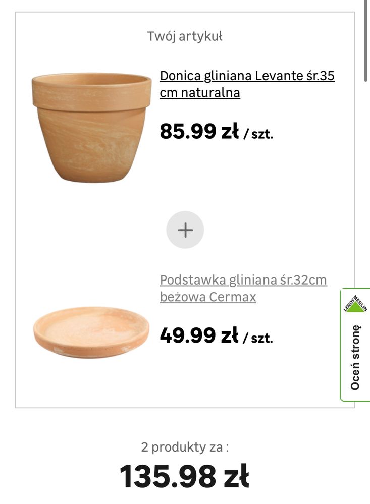 Gliniane donice z podstawka 2 szt Glina Donica Taras Ogród Obi Leroy