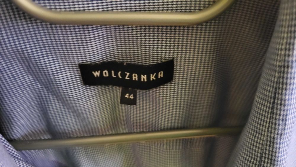 niebieska koszula w kratę długi rękaw Wólczanka rozm. 44