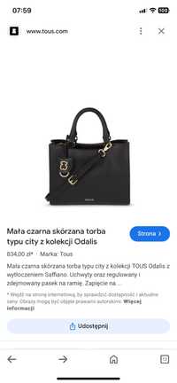 Skórzana torebka tous city bag z kolekcji odalis