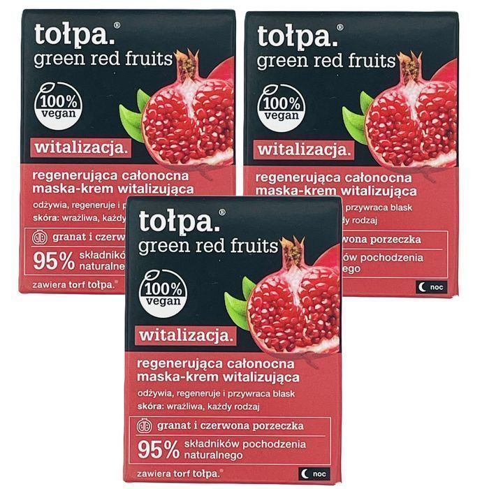 3X Tołpa Regenerująca Całonocna Maska Krem 50 Ml Green Red Fruits