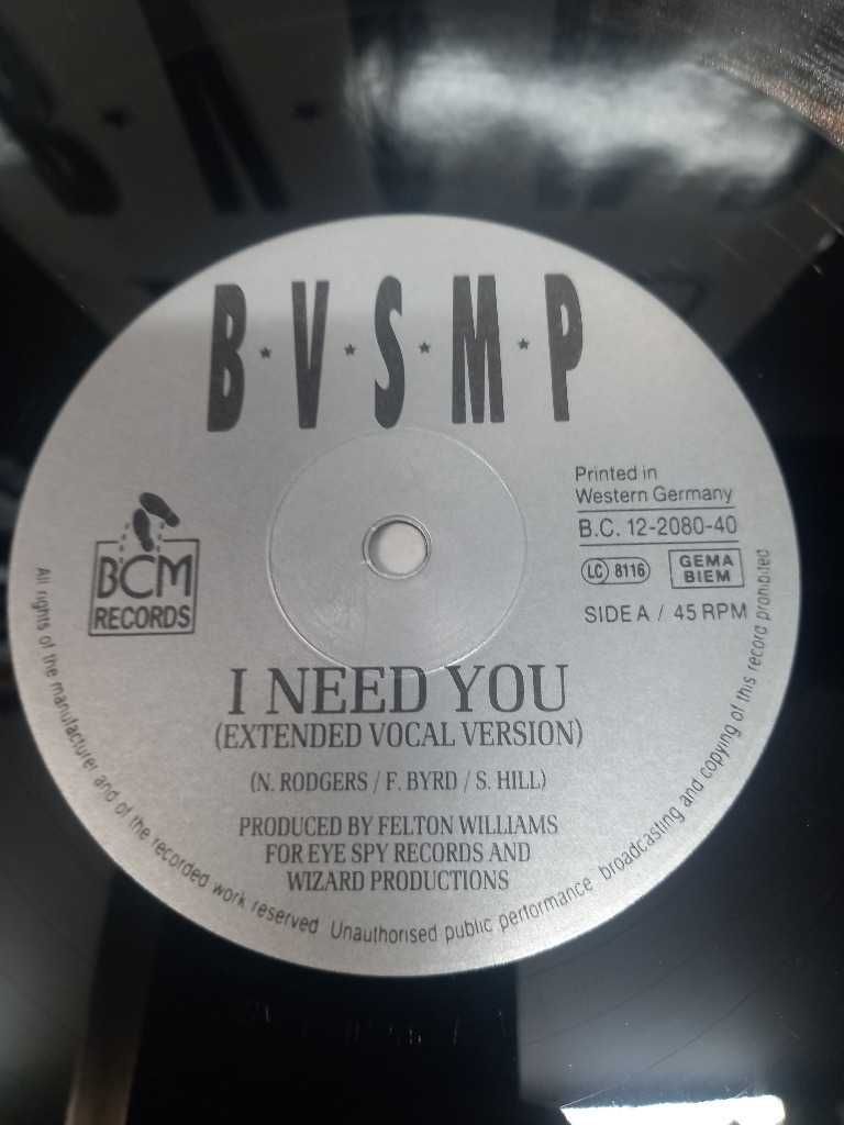 BVSMP. I Need You. Maxi single 45, płyta winylowa