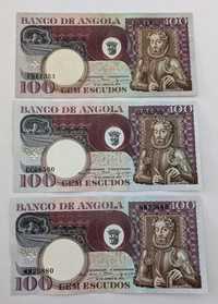 Lote 3 notas 100 escudos Angola