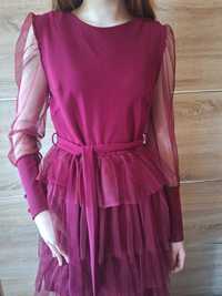 Sukienka burgund fiolet xs /s