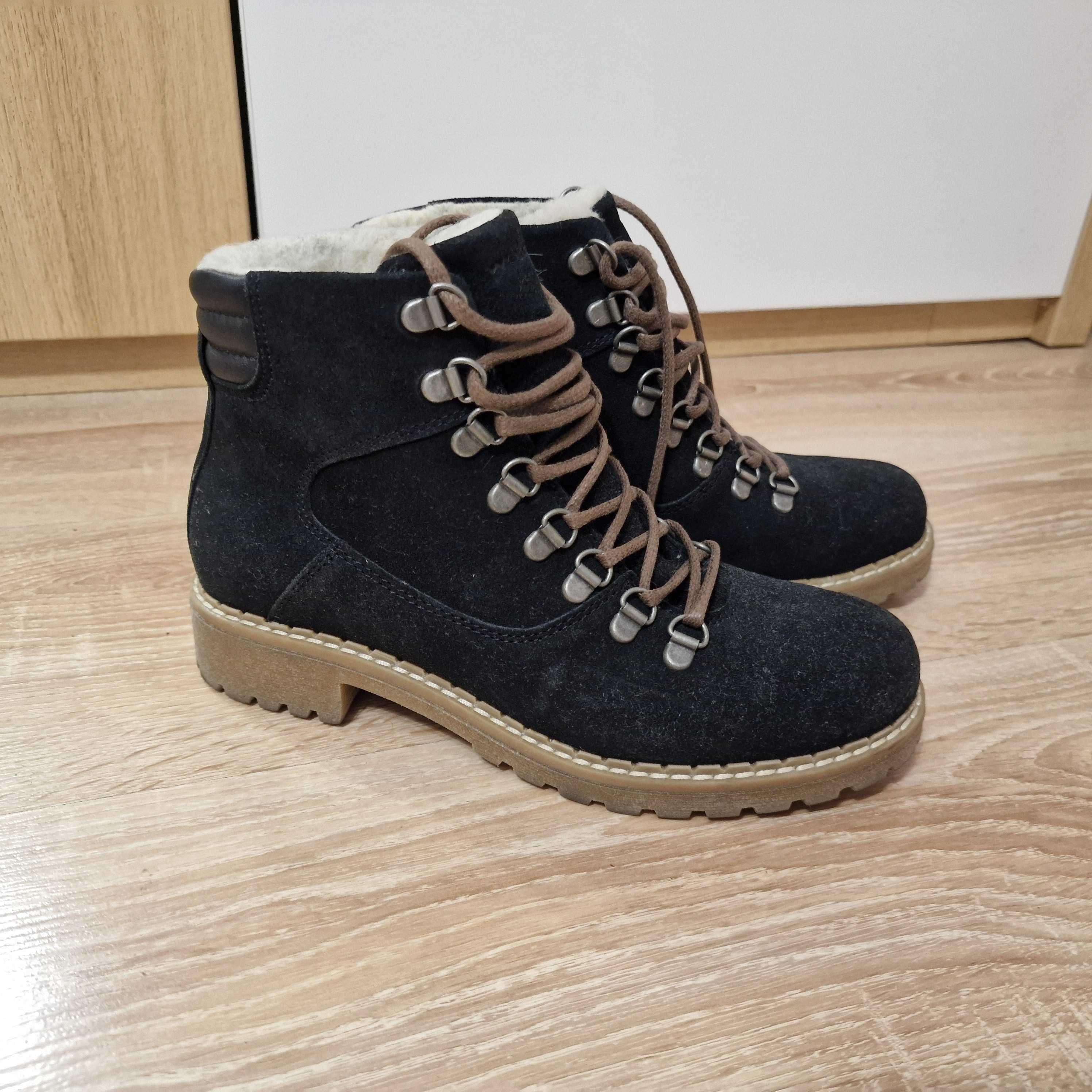 Nowe czarne zimowe buty/trzewiki Wojas, r.37