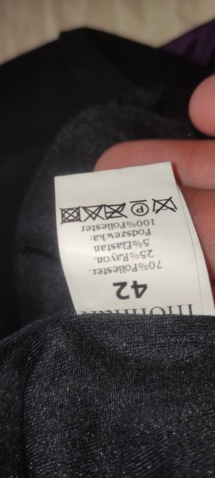 Monnari sukienka czarna elegancka krótki rękaw 42 kokarda wzór wizyta