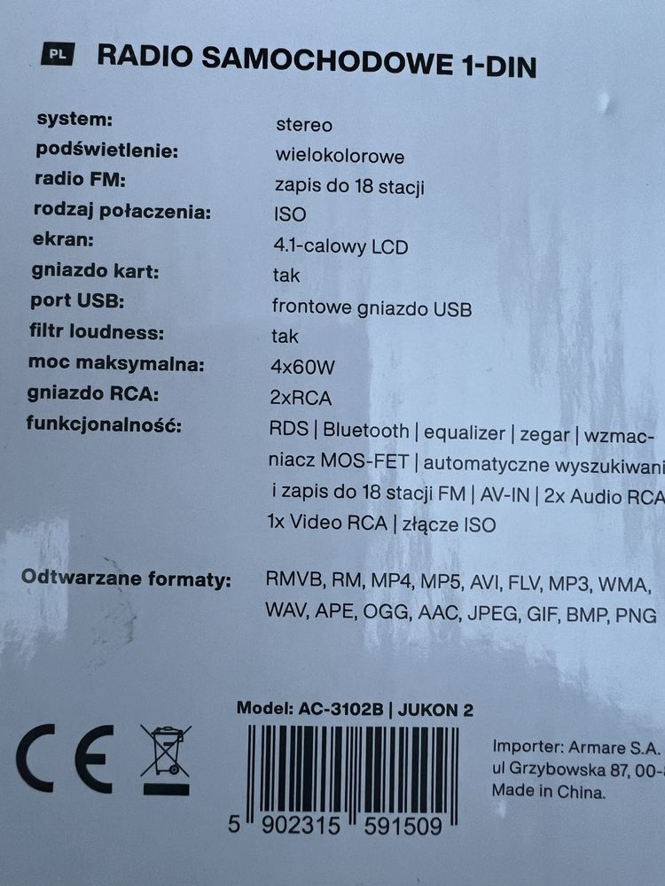 Radio Samochodowe 1din Vordon AC-3201B Yukon2