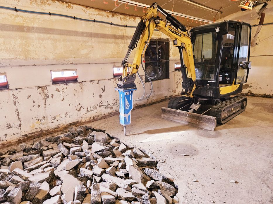 Usługi minikoparką, koparko-ładowarką, przyłącza, wiertnica,młot,kucie