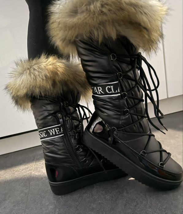 Czarne śniegowce, śniegowce damskie, buty zimowe, kozaki, botki, 36