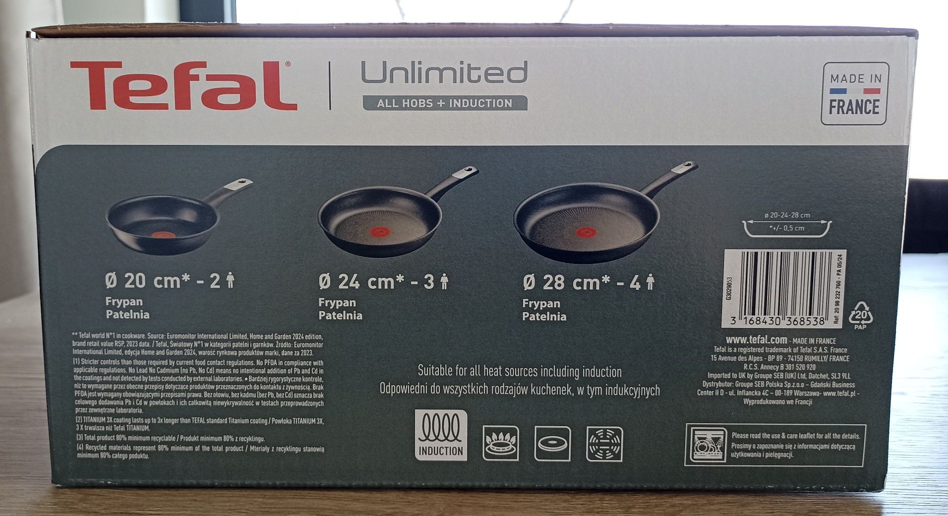 Zestaw 3 patelni Tefal Unlimited NOWE