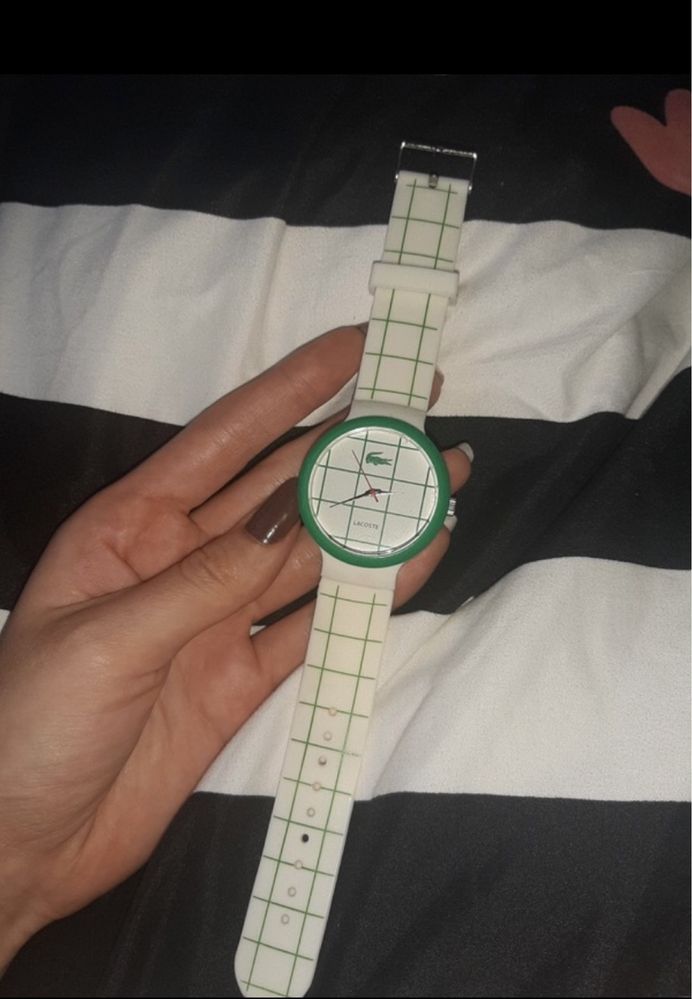 Zegarek Lacoste biało-zielony damski