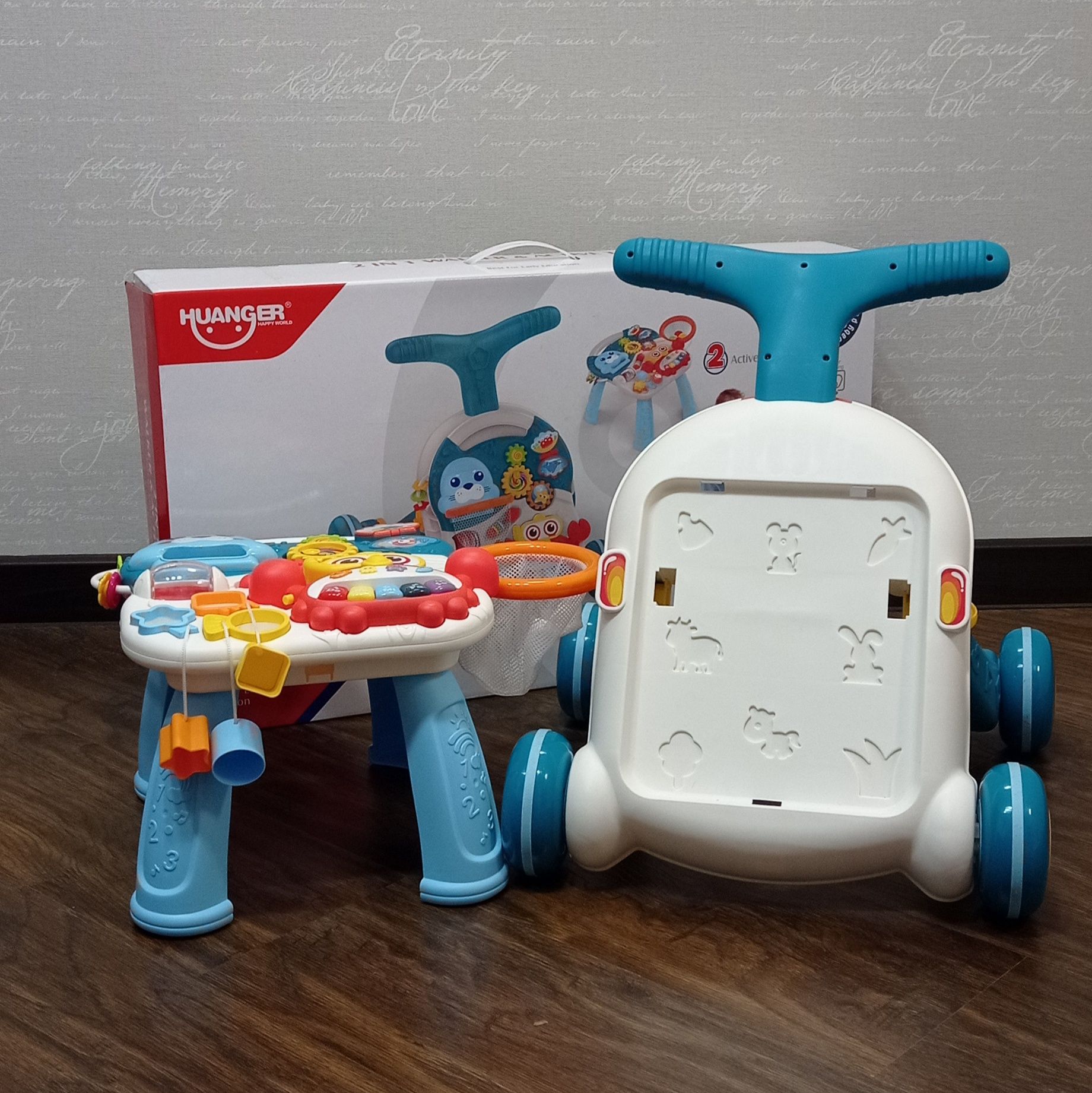 Ходунки-каталка игровой развивающий столик 2 в 1 Caretero Spark