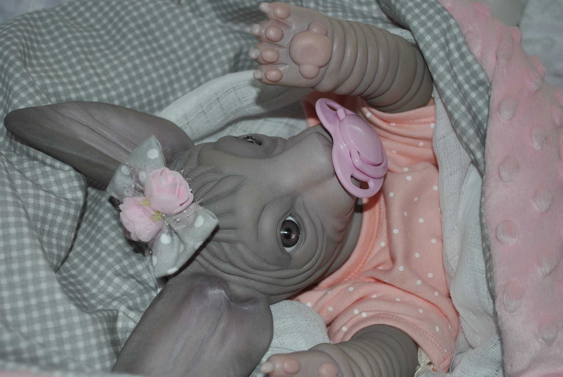 kot srebrny sfinx sphinx lalka reborn ręcznie wykonana gotowa