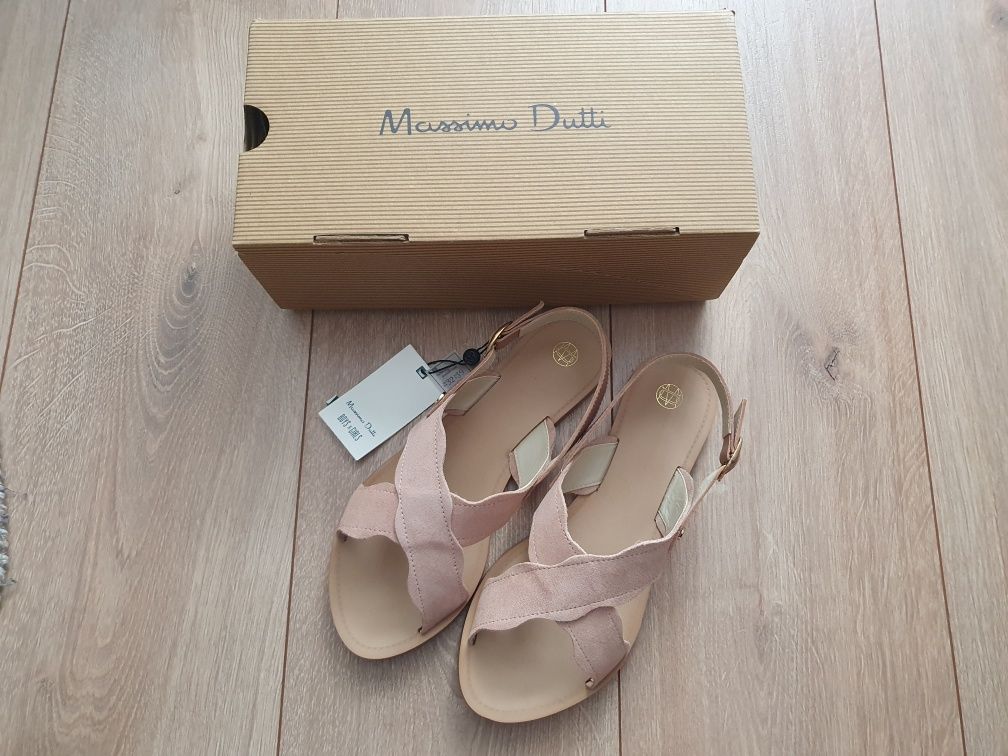 Sandały Massimo Dutti 36 skóra pudrowy róż