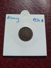 Moneta Niemcy 1 reichsfenig 1934 A