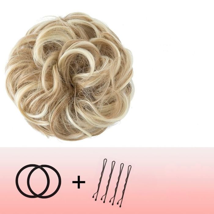 Treska do włosów duży kok włosy kręcone falowane dla kobiet blond