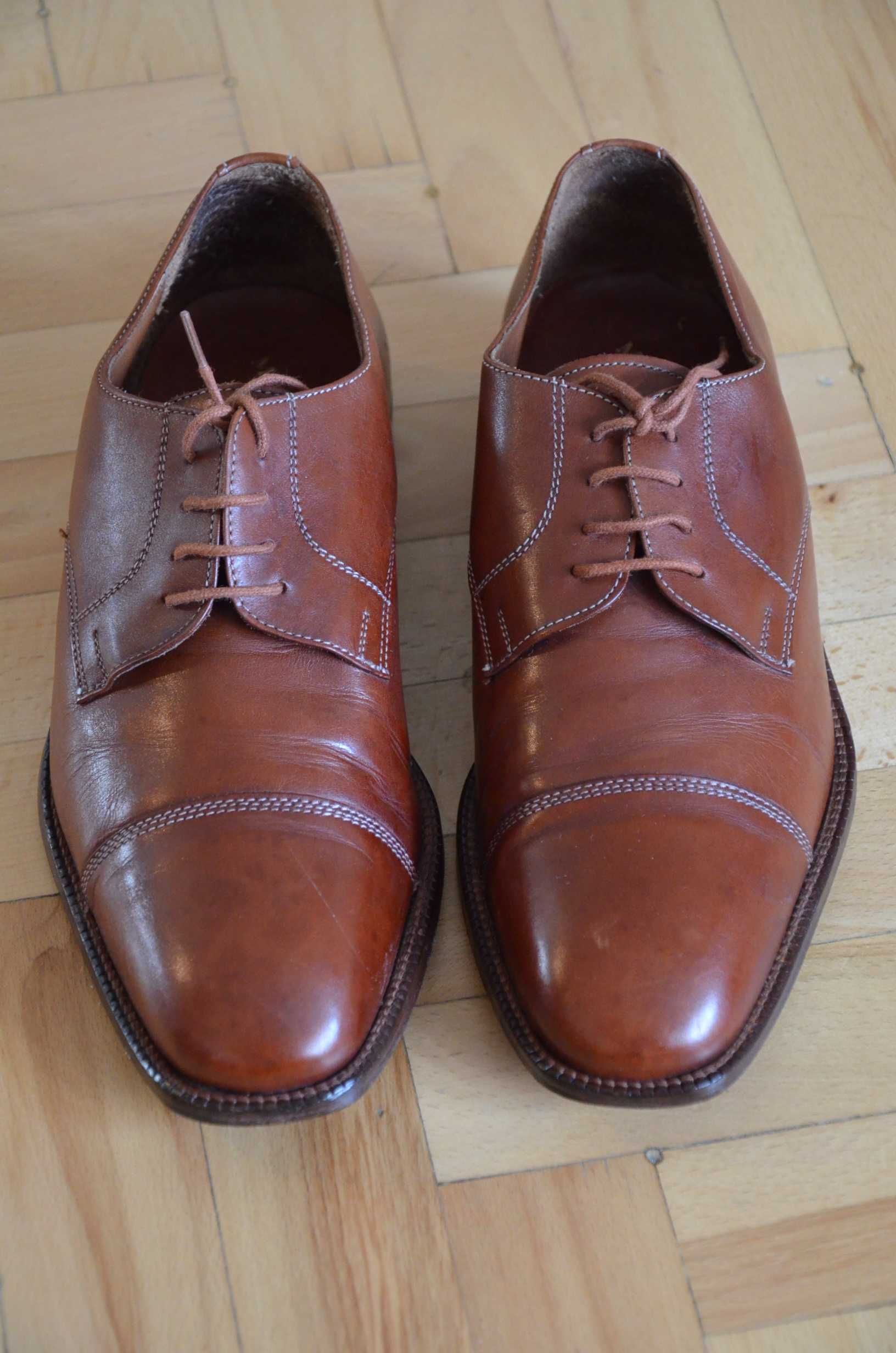 Buty męskie wizytowe MacKenny 42 wkł.28 całe ze skóry Made in Italy