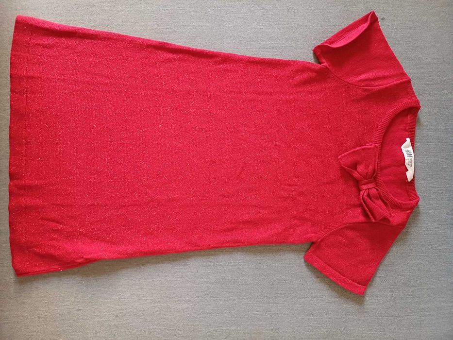 sukienka z brokatem, stan idealny, H&M rozmiar 128
