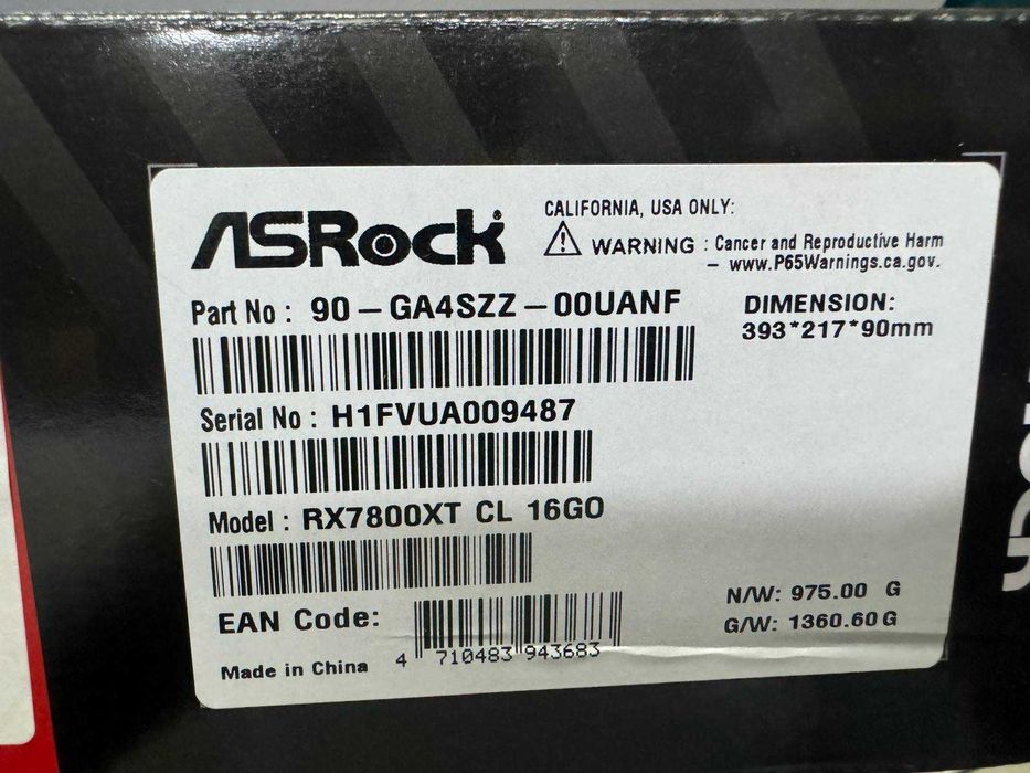 Відеокарта ASRock Radeon RX 7800 XT Challenger 16GB OC Нова!