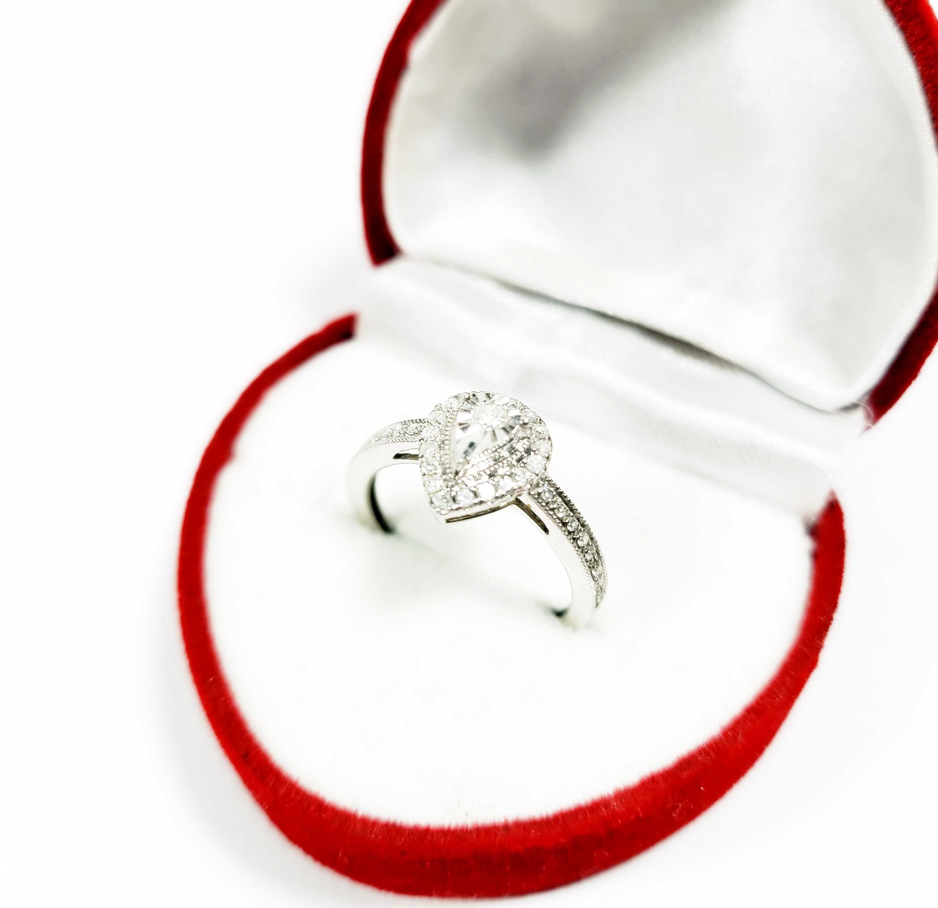 Pierścionek z białego Złota brylant  0.15 ct p.375/9K R.11