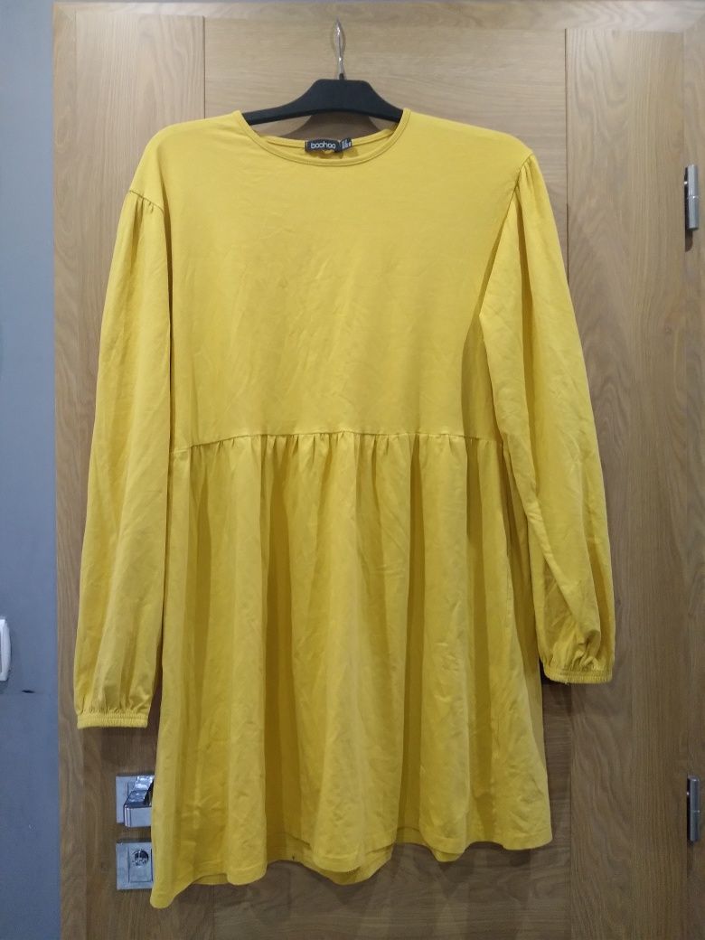 Piękna musztardowa sukienka rozmiar L biust od 100 do 120cm
