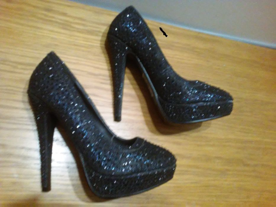buty,szpilki roz.38-NOWE-czarne mieniące się,wesele, bal