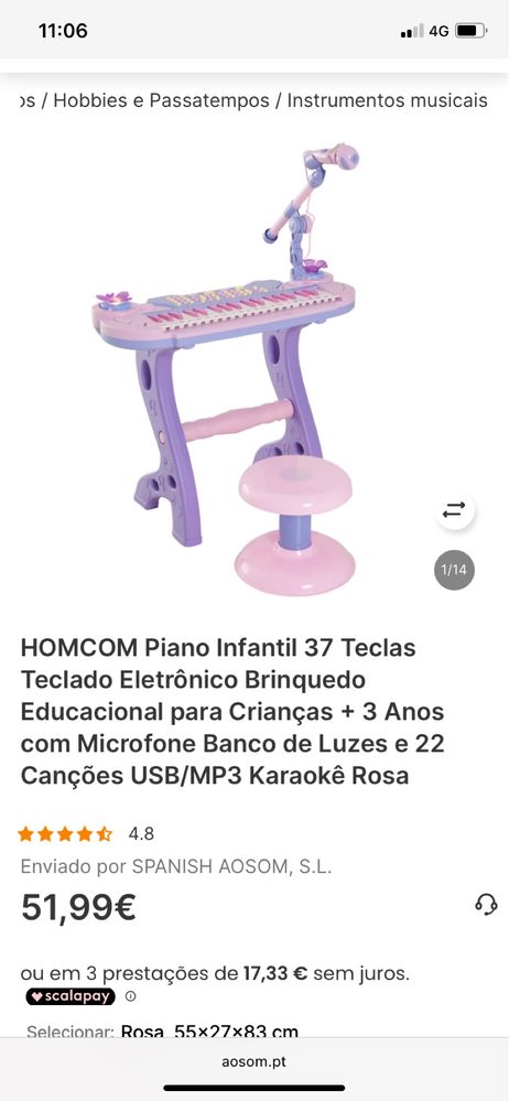 Piano menina rosa