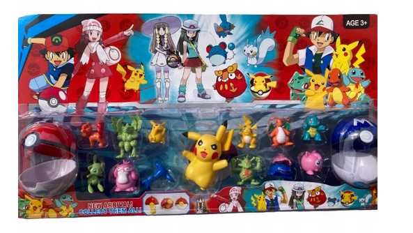 POKEMON mega duży ZESTAW 13 FIGUREK + 2x POKEBALL Pikachu Zestaw MAX