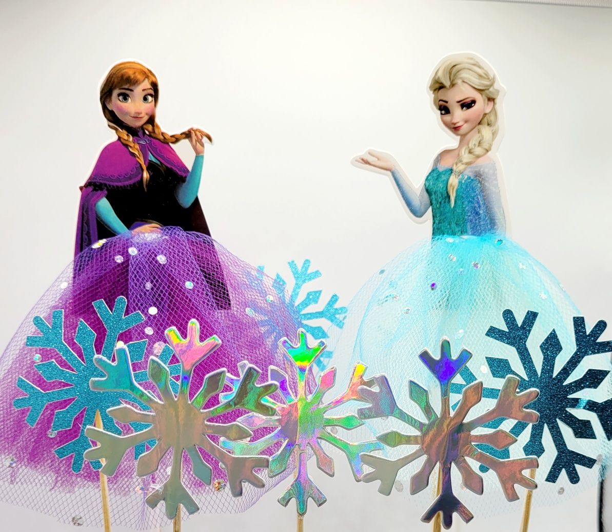 Topper Frozen Elsa Anna  5szt PŁATKI ŚNIEGU