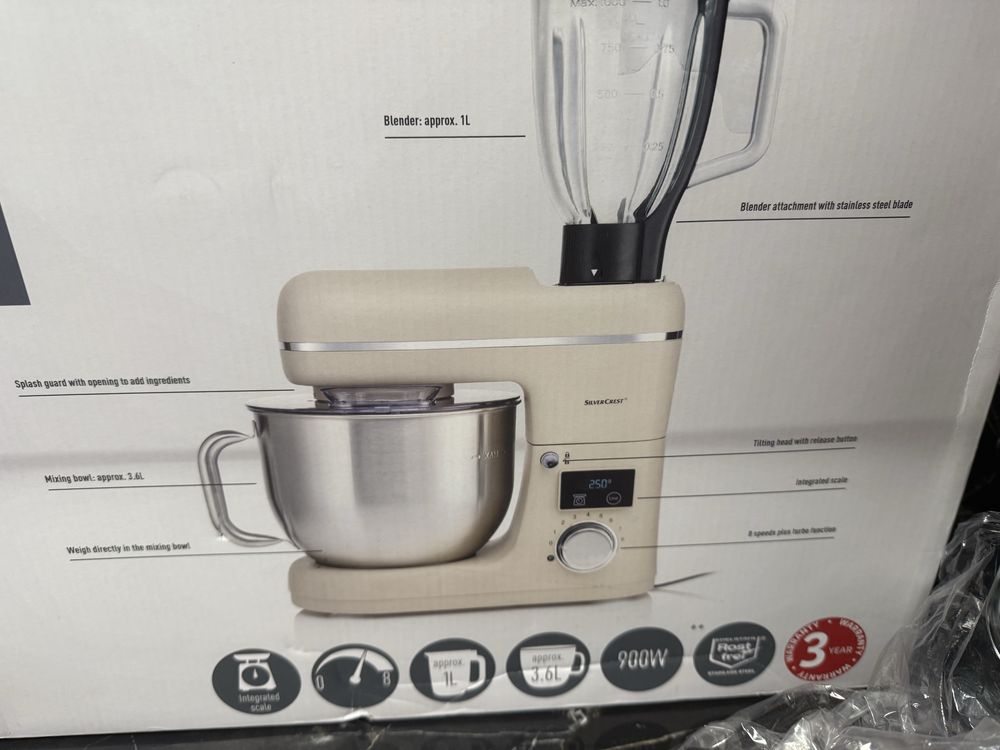 Тістоміс і блендер 2 в 1 Silver Crest SKMW 900 B2 кухонний комбайн