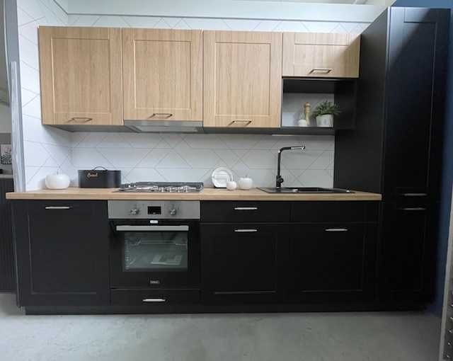Zestaw mebli kuchennych dąb reveal/ czarny - nowy - kuchnia