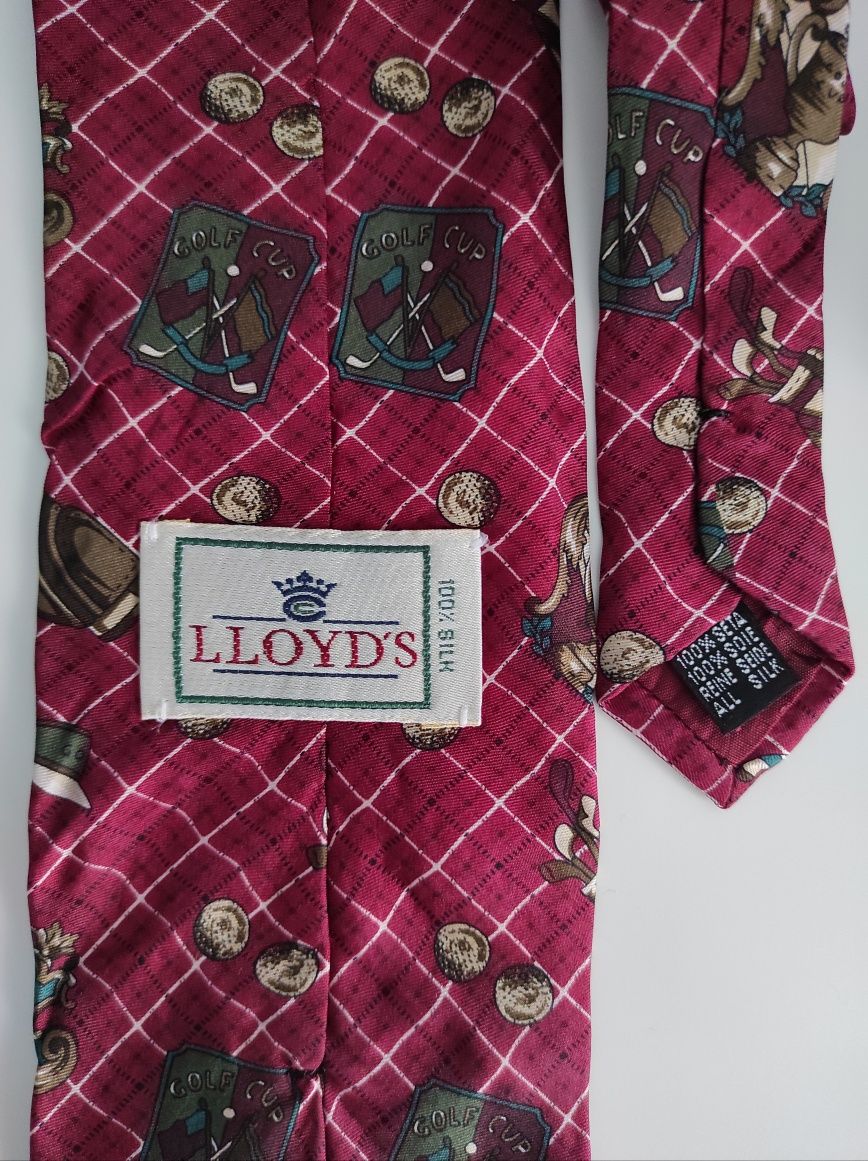 Krawat jedwabny Lloyd's bordo golf cup
