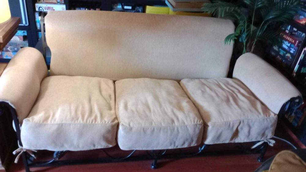 Sofá / Chaise-longue 3 lugares em ferro forjado preto