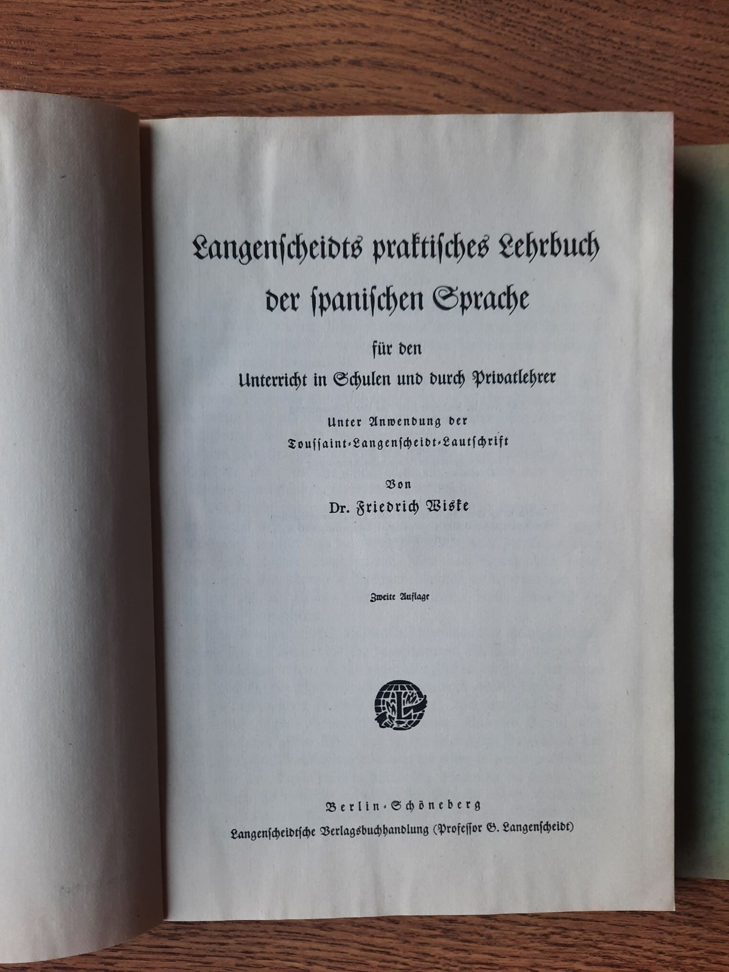 Langenscheidts . Lehrbuch der spanischen Sprache. 1932 . 2 Książki .