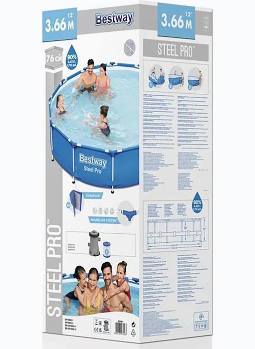 Basen stelażowy 366x76 z pompą bestway steel pro
