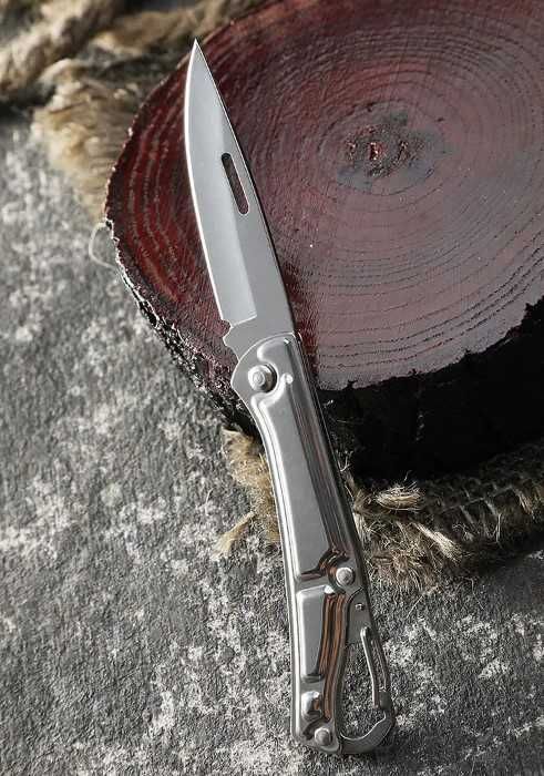 Карманный складной нож с карабином, уличный из нержавеющей стали